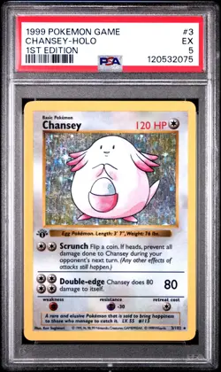 1999 POKEMON GAME 1ST ED #3 CHANSEY-HOLO PSA 5 - Image 1