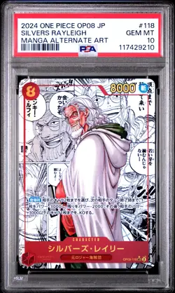 MANGA ART SILVERS RAYLEIGH One Piece 2024 OP08 Two Legends Japanese #118 PSA 10 - Image 1