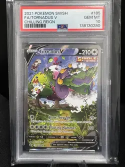2021 POKEMON SWORD & SHIELD CHILLING REIGN #185 FULL ART/TORNADUS V PSA 10 - Image 1