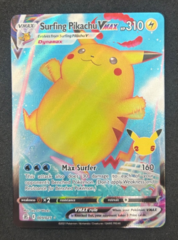 2021 POKEMON CELEBRATIONS 009/025 SURFING PIKACHU VMAX - NM - Image 1