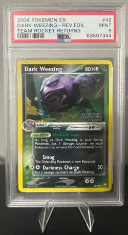 2004 POKEMON EX TEAM ROCKET RETURNS 42/109 DARK WEEZING REVERSE FOIL PSA 9 - Image 1