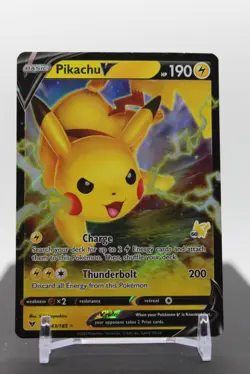 Pikachu V - (#60 Pikachu Stamped) 043/185 Holo - Pokemon Battle Academy 2022 - Image 1