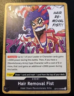 Hair Removal Fist OP12-098 Uncommon Legacy Of The Master One Piece Card Game - Image 1