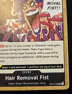 Hair Removal Fist OP12-098 Uncommon Legacy Of The Master One Piece Card Game - Image 5
