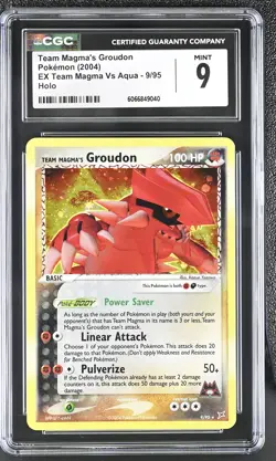 CGC 9 MINT Team Magma's Groudon EX Team Magma Vs Aqua 9/95 Holo Pokemon Card - Image 1