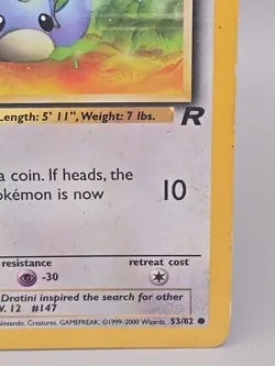 1st Edition Dratini 53/82 Team Rocket Set Rare Vintage Pokemon Card - Image 4