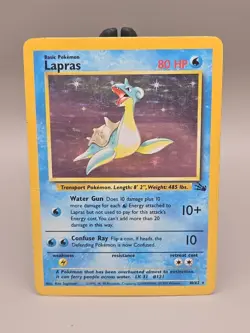 Lapras Pokemon Card TCG 10/62 Fossil Set Unlimited Holo - Image 1