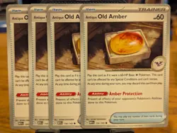 Pokemon TCG Scarlet & Violet 151 Antique Old Amber 154/165 x4 Playset - Image 1