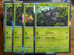 Pokemon TCG Surging Sparks Zarude Holo Rare 011/191 x4 Playset - Image 1