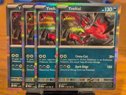 Pokemon TCG Paradox Rift Yveltal Holo Rare 118/182 x4 Playset - Image 1