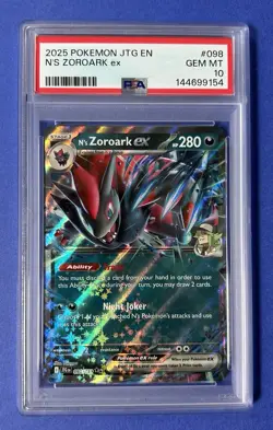 2025 Pokemon JTG EN N’s Zoroark ex #098 PSA 10 GEM MT - Image 1