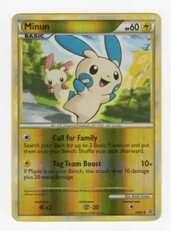 2010 Pokemon Unleashed #34/95 Minun Reverse Holo LP (See Desc) - Image 1