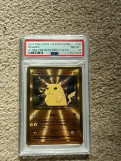 2021 Pokemon Celebrations 25th ANNIVERSARY Pikachu Gold Metal #58 PSA 8 MINT - Image 1