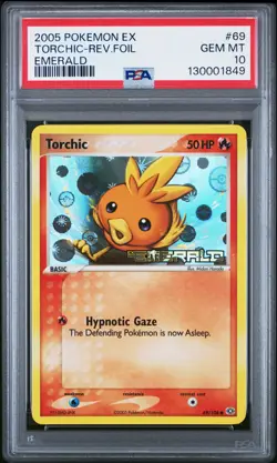 2005 POKEMON EX EMERALD #69 TORCHIC-REVERSE FOIL PSA 10 - Image 1