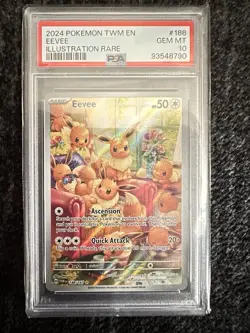 2024 Pokemon TWM EN Eevee Illustration Rare PSA 10 Gem Mint #188 - Image 1