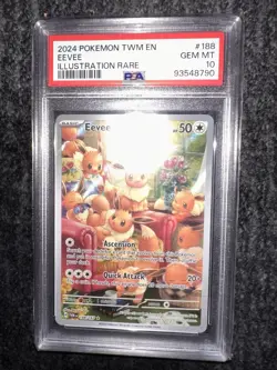 2024 Pokemon TWM EN Eevee Illustration Rare PSA 10 Gem Mint #188 - Image 3