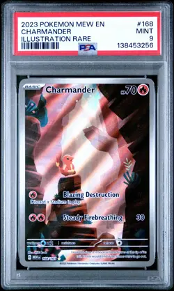 2023 POKEMON MEW EN-151 ILLUSTRATION RARE #168 CHARMANDER PSA 9 - Image 1