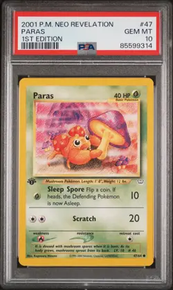 PSA 10 Paras 1st Edition Neo Revelation 47/64 1st Edition Pokemon Card - Image 1