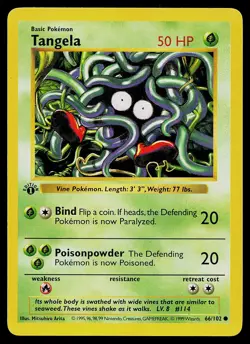 Pokemon Card - Tangela Base Set (Shadowless) 66/102 Common 1st Edition - Image 1