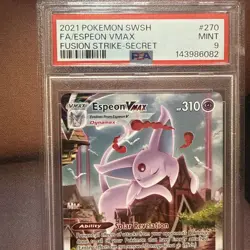 Espeon Vmax Fusion Strike Alt Art Pokemon Card 270/264 PSA 9 New Cert - Image 3