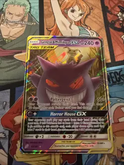 Pokemon TCG Gengar & Mimikyu GX Sm-Team Up Holo Ultra Rare 53/181 - Image 1