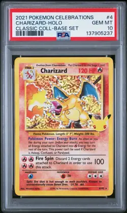 2021 Pokemon Celebrations Charizard Classic Collection Holo #4/102 PSA 10 - Image 1