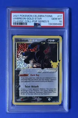 2021 Pokemon Celebrations Umbreon-Gold Star Classic Coll-Pop Series 5 #17 PSA 10 - Image 1