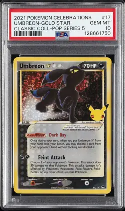 2021 POKEMON CELEBRATIONS CLASSIC COLL #17 UMBREON-GOLD STAR PSA 10 - Image 1
