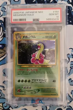 2000 Pokemon Japanese Neo Genesis Meganium Holo #154 PSA 10 LOW POP & NEW CERT - Image 1