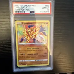 2020 POKEMON SWORD & SHIELD VIVID VOLTAGE #102 ZAMAZENTA PSA 10 - Image 1