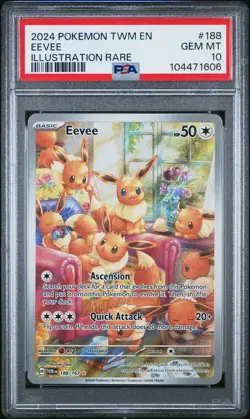2024 POKEMON TWM EN-TWILIGHT MASQUERADE ILLUSTRATION RARE #188 EEVEE PSA 10 - Image 1