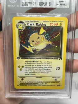 2000 Pokemon Team Rocket 1st Edition Dark Raichu 83/82 Secret Rare BGS 8.5 - Image 2