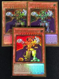 Yugioh Eldlich The Golden Lord MGED-EN024 1ST GOLD X3 (NM) - Image 1