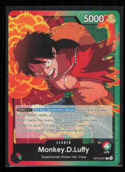 Monkey.D.Luffy (001) OP13-001 One Piece Carrying On His Will Leader Near Mint - Image 1