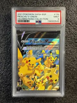 2021 Pokemon SWSH BSP #139 Pikachu V-Union Celebrations Collection PSA 9 - Image 1