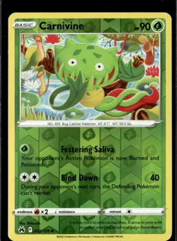 Pokemon Carnivine 012/159 Crown Zenith Reverse Holo Uncommon - Image 1