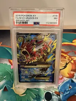 PSA 7 Pokemon M Gyarados EX Full Art Holo 115/122 Breakpoint Ultra Rare English - Image 1