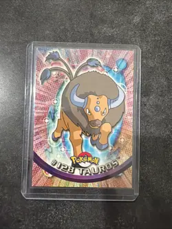 2000 Topps Pokemon TV Animation Edition Series 3 Non Holo #128 Tauros Blue Label - Image 1