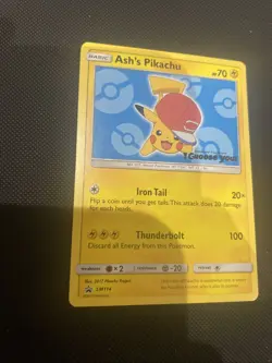 Ash's Pikachu SM114 Sun & Moon Black Star Promo I CHOOSE YOU! Pokemon 2017 CLEAN - Image 1