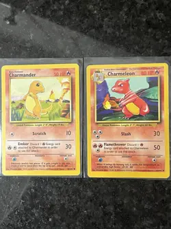 Pokemon TCG Charmander 46/102 & Charmeleon 24/102 Base Set WOTC Vintage MP - Image 1