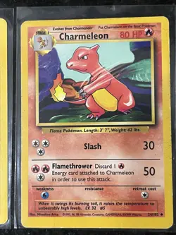 Pokemon TCG Charmander 46/102 & Charmeleon 24/102 Base Set WOTC Vintage MP - Image 3