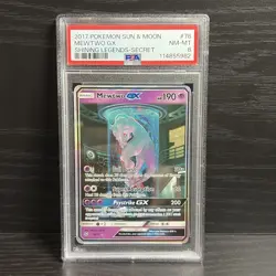 2017 POKEMON SUN & MOON SHINING LEGENDS SECRET #78 MEWTWO GX PSA 8 - Image 1