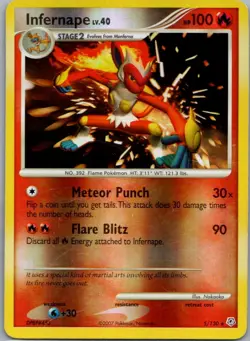 Infernape 5/130 Holo Rare Diamond & Pearl Pokemon Reverse Holo Moderately Played - Image 1