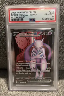 2025 POKEMON DRI EN-DESTINED RIVALS ULTRA RARE TEAM ROCKET'S MEWTWO EX PSA 10 - Image 1