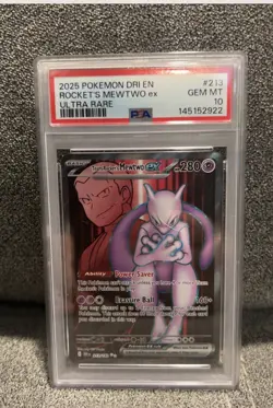 2025 POKEMON DRI EN-DESTINED RIVALS ULTRA RARE TEAM ROCKET'S MEWTWO EX PSA 10 - Image 5