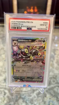 Umbreon ex #60 - Pokemon Prismatic Evolutions Stamped Surprise Box - PSA 10 GEM - Image 1