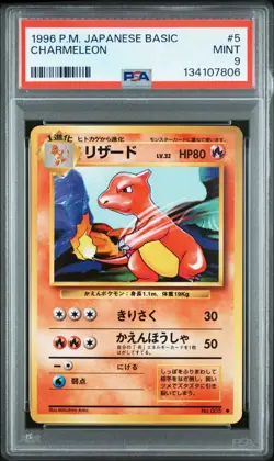 1996 Pokemon, P.M. Japanese, Basic, CHARMELEON, 5, PSA 9, MINT - Image 1
