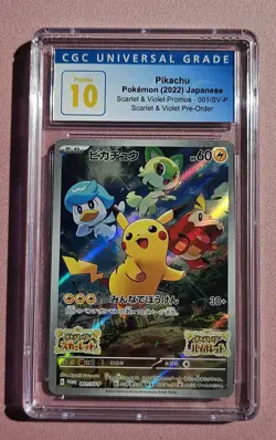 Pokemon TCG Pikachu 001/Sv-p Promo Scarlet & Violet Japanese CGC Pristine 10 - Image 1
