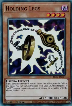 LED7-EN011 HOLDING LEGS COMMON 1ST EDITION YuGiOh CARD - Image 1