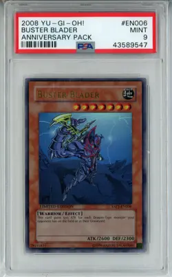 2008 YUGIOH YAP1-EN006 BUSTER BLADER ULTRA RARE HOLO FOIL PSA 9 MINT #43589547 - Image 1